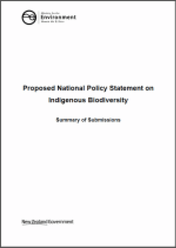 Cover of the Proposed National Policy Statement on Indigenous Biodiversity: Summary of submissions