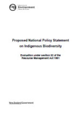 Proposed National Policy Statement on Indigenous Biodiversity: Section 32 evaluation publication cover