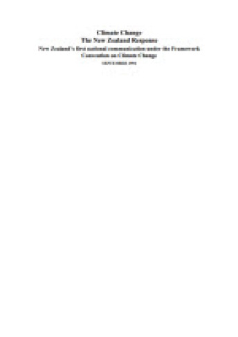 Publication cover for New Zealand’s First National Communication under the Framework Convention on Climate Change.