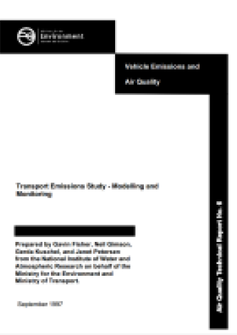 Publication cover for Transport emissions study: Modelling and monitoring
