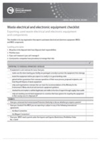 WEEE Collecting, transporting and storing waste electrical and electronic equipment checklist cover