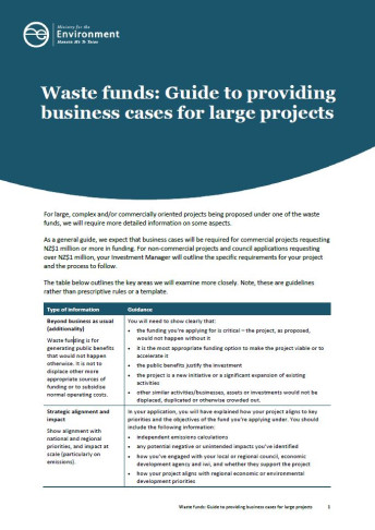 Waste funds Guide to providing business cases for large projects tn