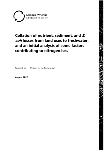cover nutrient sediment ecoli losses from land use report