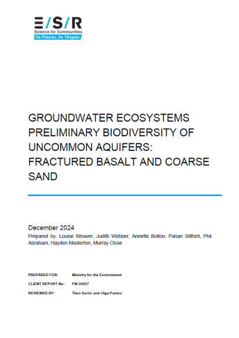 groundwater ecosystems preliminary biodiversity of uncommon aquifers fractured basalt and coarse sand