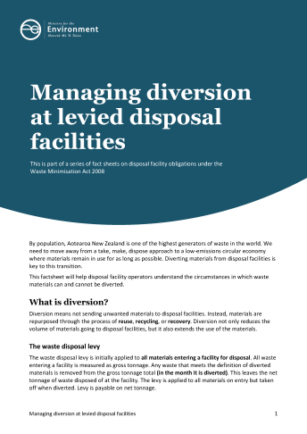 managing diversion at disposal facilities cover