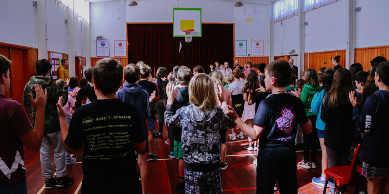 Children in a school hall