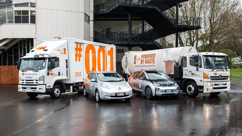 Waste Management New Zealand trucks and cars