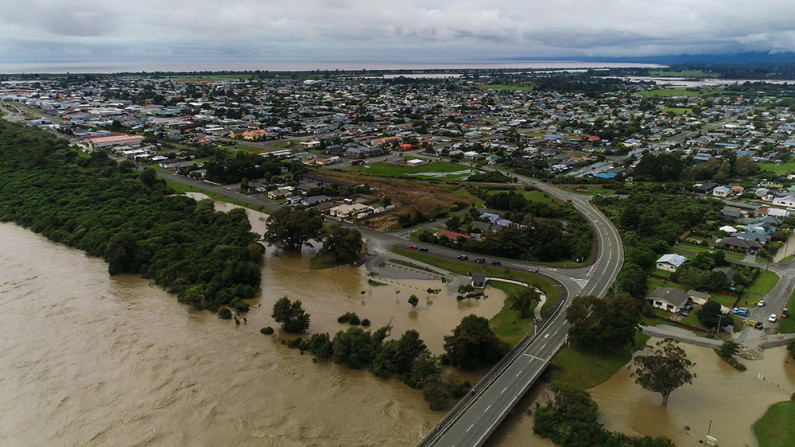 Aerial view of flooding in Westport. 