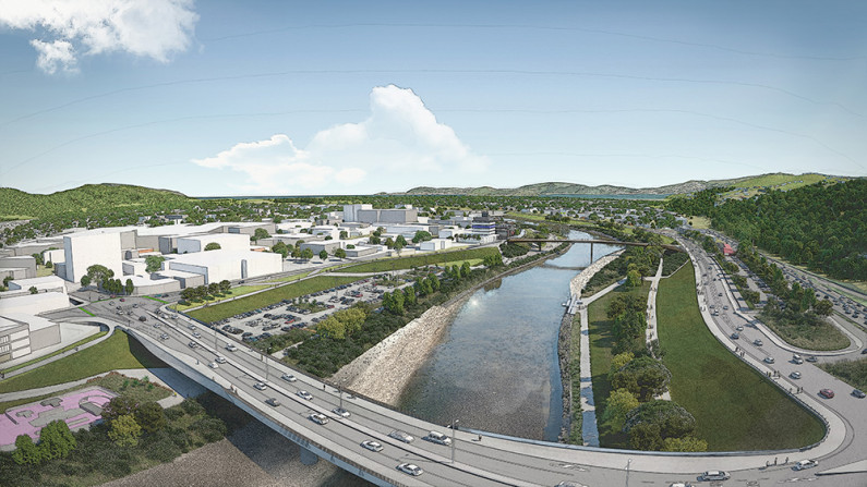 An aerial view of the Riverlink project, an artist’s impression.