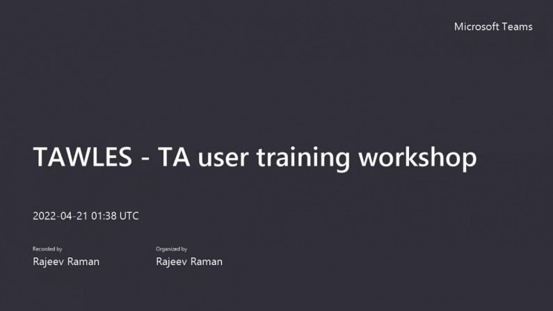 TAWLES user training workshop thumbnail