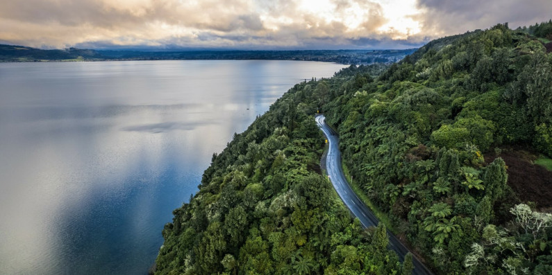 hill and water scene