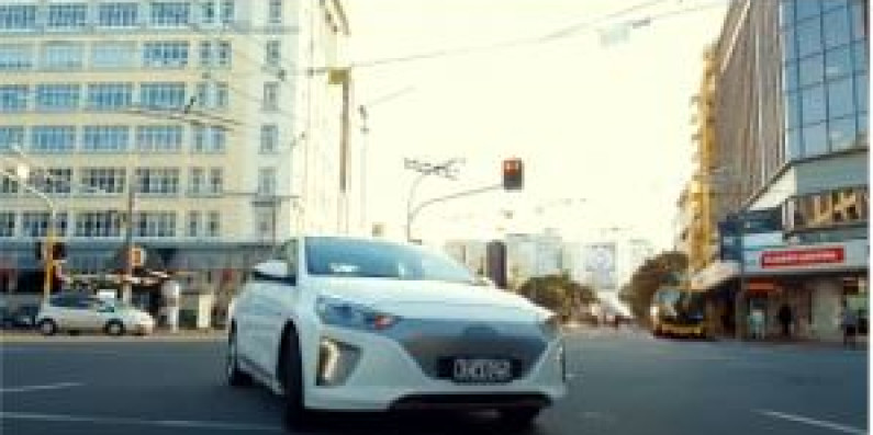 Electric car driving.